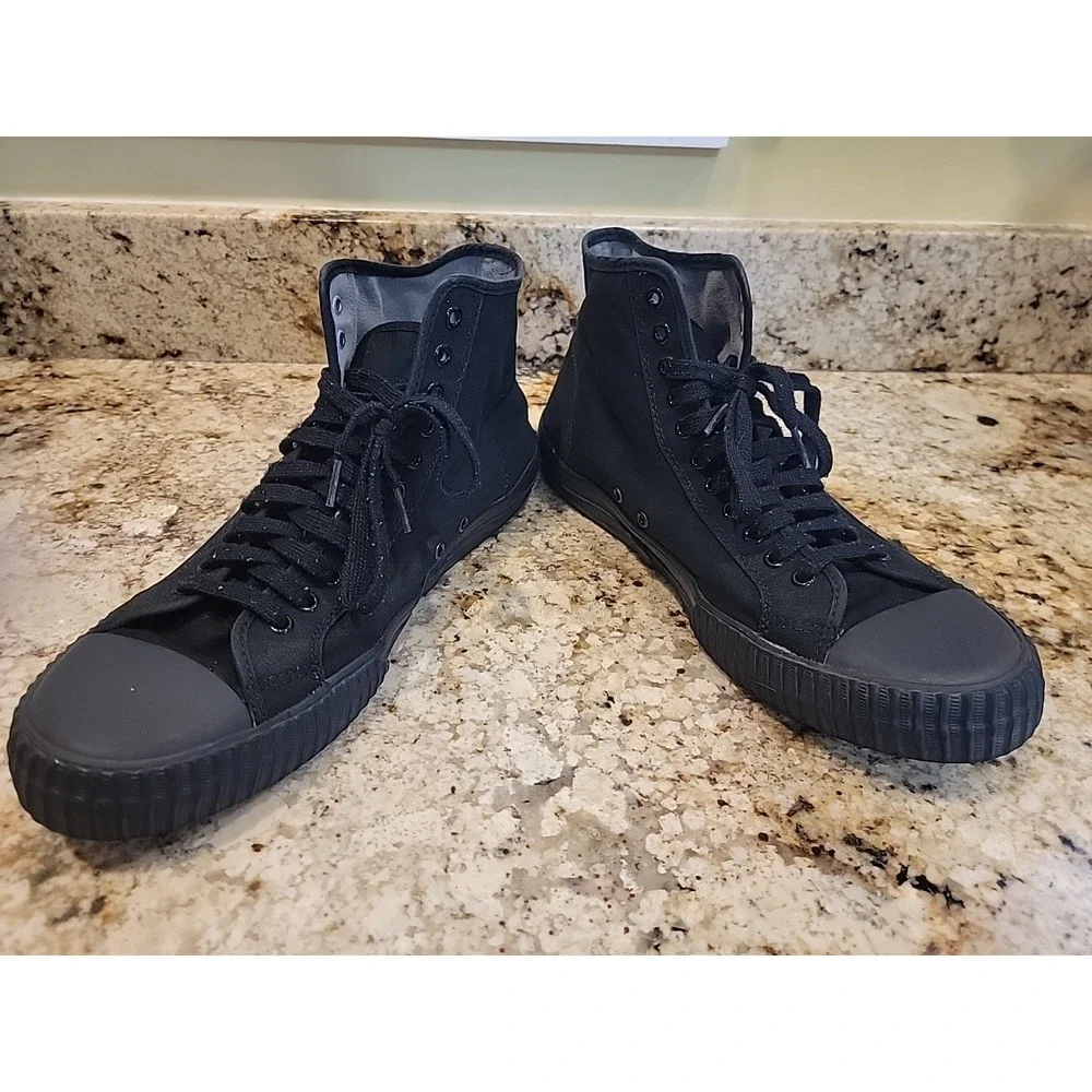 PF Flyers Black Canvas Center Hi Sandlot High Top Basketball Sneakers Men's 16